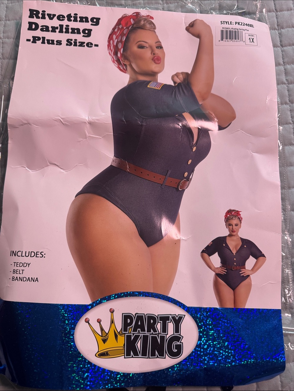 Party King Riveting Darling Plus-Size Teddy in Navy